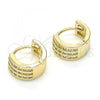 Oro Laminado Huggie Hoop, Gold Filled Style with White Cubic Zirconia, Polished, Golden Finish, 02.221.0056.12