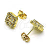 Oro Laminado Stud Earring, Gold Filled Style with White Micro Pave and White Cubic Zirconia, Polished, Golden Finish, 02.342.0194