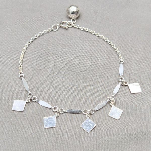 Sterling Silver Fancy Bracelet, Square Franco Design, Polished, Silver Finish, 03.409.0080.08