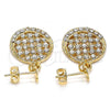 Oro Laminado Dangle Earring, Gold Filled Style Heart Design, with White Crystal, Polished, Golden Finish, 02.63.2492