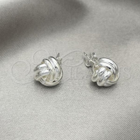 Sterling Silver Stud Earring, Love Knot Design, Polished, Silver Finish, 02.408.0082.10