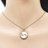 Oro Laminado Pendant Necklace, Gold Filled Style Mom and Heart Design, with Ivory Mother of Pearl and White Cubic Zirconia, Polished, Golden Finish, 04.423.0003.18