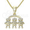 Oro Laminado Pendant Necklace, Gold Filled Style Little Girl Design, Polished, Golden Finish, 04.351.0008.20