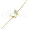 Sterling Silver Fancy Bracelet, Butterfly Design, with White Micro Pave, Polished, Golden Finish, 03.336.0023.2.08