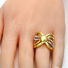 Oro Laminado Multi Stone Ring, Gold Filled Style with White Crystal, Polished, Golden Finish, 01.241.0037.07 (Size 7)