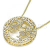 Oro Laminado Pendant Necklace, Gold Filled Style Little Girl Design, with White Micro Pave, Polished, Golden Finish, 04.156.0253.20