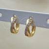 Oro Laminado Huggie Hoop, Gold Filled Style with Pink Micro Pave, Polished, Golden Finish, 02.284.0036.2.12