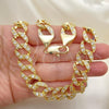Oro Laminado Basic Necklace, Gold Filled Style with White Cubic Zirconia, Polished, Golden Finish, 03.284.0005.28