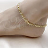 Oro Laminado Basic Anklet, Gold Filled Style Figaro Design, Polished, Golden Finish, 03.383.0035.10