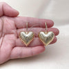 Oro Laminado Stud Earring, Gold Filled Style Heart and Hollow Design, Polished, Golden Finish, 02.163.0362