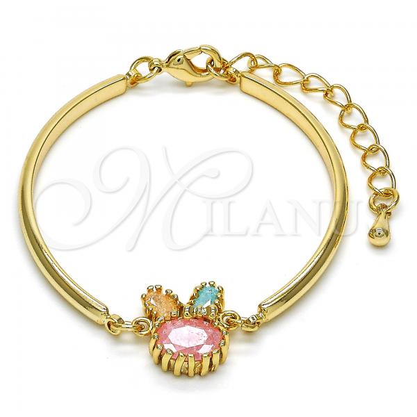 Oro Laminado Fancy Bracelet, Gold Filled Style with Multicolor Cubic Zirconia, Polished, Golden Finish, 03.65.1170.07