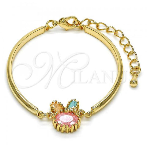 Oro Laminado Fancy Bracelet, Gold Filled Style with Multicolor Cubic Zirconia, Polished, Golden Finish, 03.65.1170.07