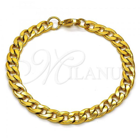 Stainless Steel Basic Bracelet, Curb Design, Polished, Golden Finish, 03.256.0011.08