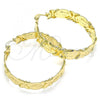 Oro Laminado Large Hoop, Gold Filled Style Hugs and Kisses Design, Polished, Golden Finish, 02.160.0016.50