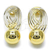 Oro Laminado Stud Earring, Gold Filled Style Ball Design, Polished, Golden Finish, 02.385.0063