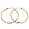 Oro Laminado Extra Large Hoop, Gold Filled Style Hollow Design, Diamond Cutting Finish, Golden Finish, 02.170.0308.90