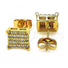 Oro Laminado Stud Earring, Gold Filled Style with White Cubic Zirconia, Polished, Golden Finish, 02.344.0009.1