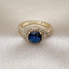 Oro Laminado Multi Stone Ring, Gold Filled Style Cluster Design, with Sapphire Blue Cubic Zirconia and White Micro Pave, Polished, Golden Finish, 01.284.0103.3