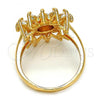 Oro Laminado Multi Stone Ring, Gold Filled Style Flower Design, with White Cubic Zirconia, Polished, Golden Finish, 01.210.0001.09 (Size 9)