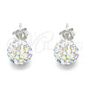 Sterling Silver Stud Earring, with Aurore Boreale Crystal, Polished, Rhodium Finish, 02.332.0042.13