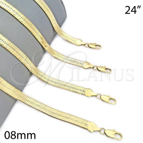 Oro Laminado Basic Necklace, Gold Filled Style Herringbone Design, Polished, Golden Finish, 5.221.004.1.24