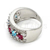 Rhodium Plated Multi Stone Ring, with Multicolor Cubic Zirconia, Polished, Rhodium Finish, 01.206.0003.1.08 (Size 8)