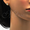 Oro Laminado Stud Earring, Gold Filled Style Diamond Cutting Finish, Golden Finish, 02.100.0061