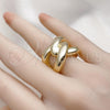 Oro Laminado Elegant Ring, Gold Filled Style Love Knot and Twist Design, Polished, Golden Finish, 01.60.0017