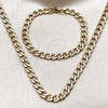 Stainless Steel Necklace and Bracelet, Curb Design, Golden Finish, 06.256.0008