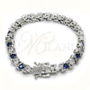 Rhodium Plated Tennis Bracelet, with Sapphire Blue and White Cubic Zirconia, Polished, Rhodium Finish, 03.210.0078.7.08