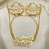 Oro Laminado Necklace, Bracelet and Earring, Gold Filled Style Polished, Golden Finish, 06.63.0242