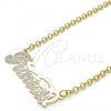 Oro Laminado Pendant Necklace, Gold Filled Style Nameplate Design, Polished, Tricolor, 04.63.1390.1.18