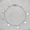 Sterling Silver Charm Bracelet, Heart Design, Polished, Silver Finish, 03.409.0173.07