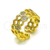 Oro Laminado Multi Stone Ring, Gold Filled Style with White Micro Pave, Polished, Golden Finish, 01.196.0016