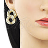 Oro Laminado Dangle Earring, Gold Filled Style Infinite Design, Polished, Golden Finish, 02.213.0568