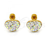 Stainless Steel Stud Earring, Heart Design, with Aurore Boreale Crystal, Polished, Golden Finish, 02.271.0022.1
