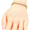 Oro Laminado Fancy Bracelet, Gold Filled Style with White Cubic Zirconia, Polished, Golden Finish, 03.210.0082.07