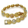 Oro Laminado Fancy Bracelet, Gold Filled Style Diamond Cutting Finish, Tricolor, 03.100.0046.1.07