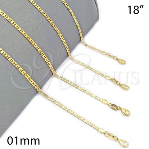 Oro Laminado Basic Necklace, Gold Filled Style Mariner Design, Polished, Golden Finish, 04.32.0007.18