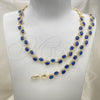 Oro Laminado Necklace and Bracelet, Gold Filled Style Heart Design, with Sapphire Blue and White Cubic Zirconia, Polished, Golden Finish, 06.284.0010.2