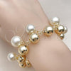 Oro Laminado Charm Bracelet, Gold Filled Style Ball and Hollow Design, with Ivory Pearl, Polished, Golden Finish, 03.331.0310.09