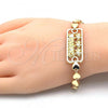 Oro Laminado Fancy Bracelet, Gold Filled Style Tree and Heart Design, Polished, Golden Finish, 03.63.1855.07