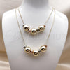 Oro Laminado Fancy Necklace, Gold Filled Style Box and Ball Design, Polished, Tricolor, 04.331.0005.18