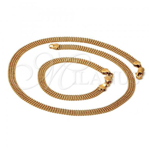 Oro Laminado Necklace and Bracelet, Gold Filled Style Polished, Golden Finish, 5.220.001.18