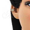 Oro Laminado Earcuff Earring, Gold Filled Style with White Micro Pave, Polished, Golden Finish, 02.210.0680