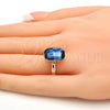 Oro Laminado Multi Stone Ring, Gold Filled Style with Denin Blue Swarovski Crystals, Polished, Golden Finish, 01.239.0011.9 (One size fits all)