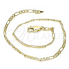 Oro Laminado Basic Anklet, Gold Filled Style Figaro Design, Polished, Golden Finish, 04.213.0239.10