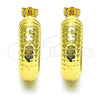 Oro Laminado Stud Earring, Gold Filled Style Hollow Design, Diamond Cutting Finish, Golden Finish, 02.163.0169.30