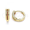 Oro Laminado Huggie Hoop, Gold Filled Style with Garnet Micro Pave, Polished, Golden Finish, 02.284.0042.1.12
