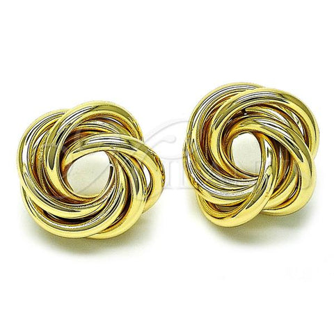 Oro Laminado Stud Earring, Gold Filled Style Love and Twist Design, Polished, Golden Finish, 02.170.0462